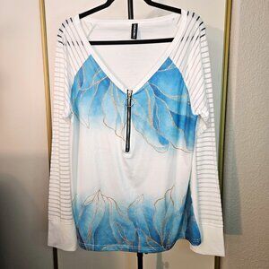 Summer Women's Oversized Top/Tie Dyed with Gold/Long Sleeve Size XL